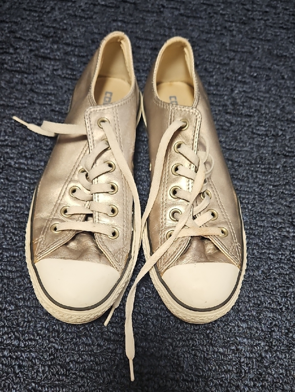 Classic Low-Top Converse All Stars Metallic Women's Sneakers - Champagne Size 9